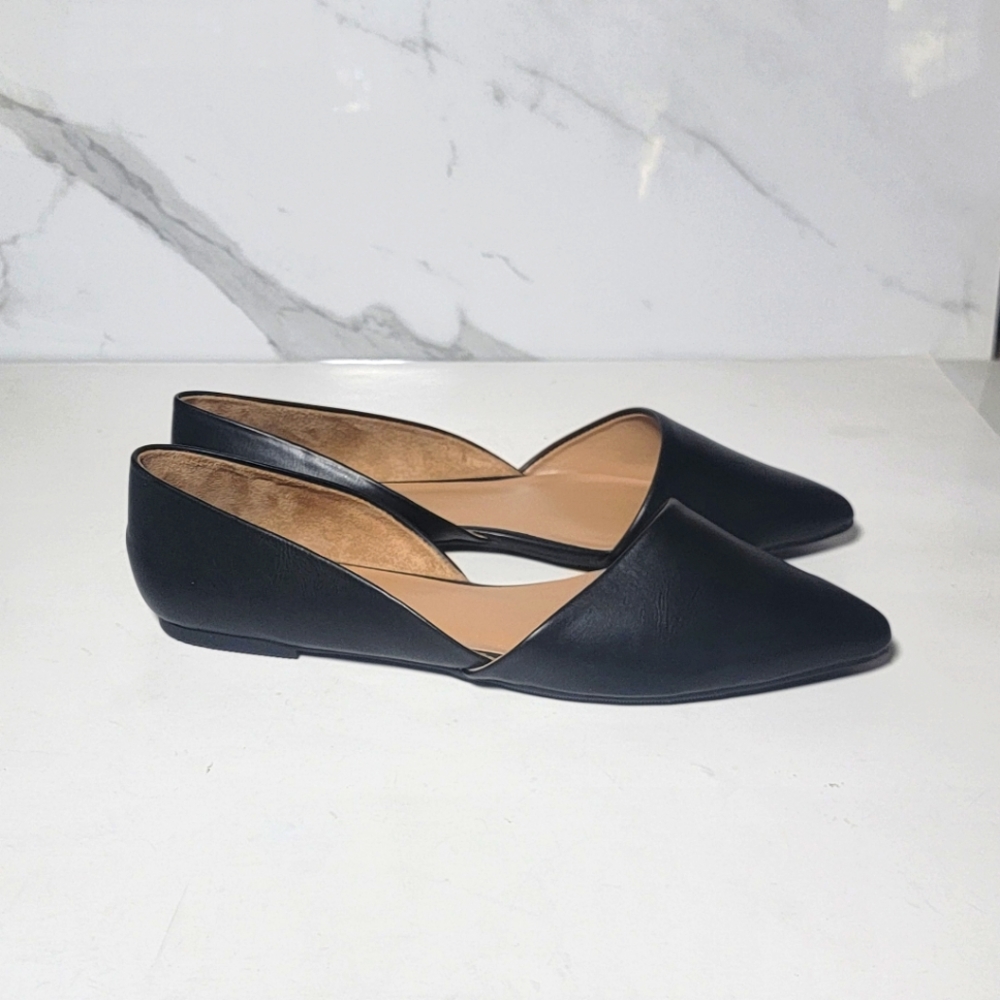 ROHB | Black Pointy Toe D’Orsay Ballerina Flats NWOT Size 8.5